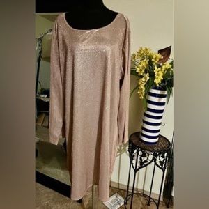 Ladies Plus Size Gold bling Holiday Dress.